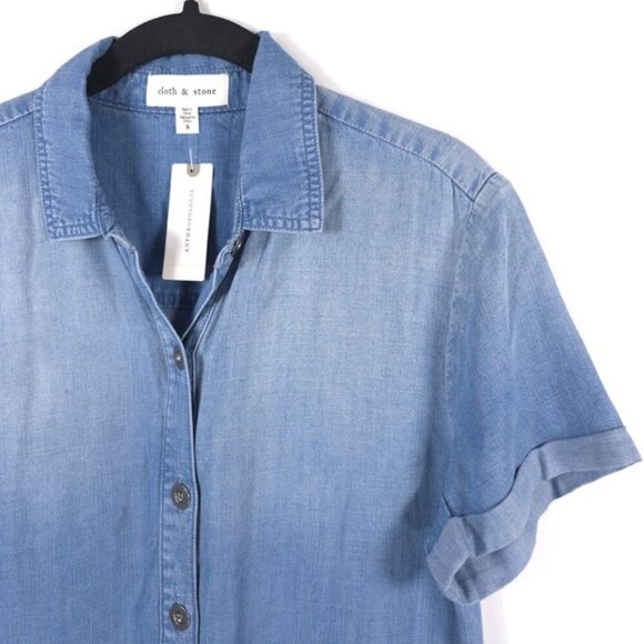 NWT Cloth & Stone Anthropologie SS Rolled Hem Relaxed Romper SMALL - Picture 10 of 14